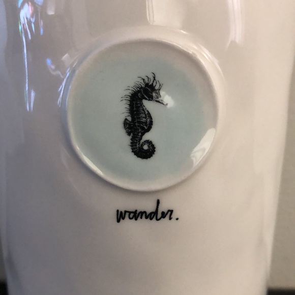 RARE Rae Dunn Wander Seahorse Canister EUC. BIG M magenta mark. - Picture 2 of 4